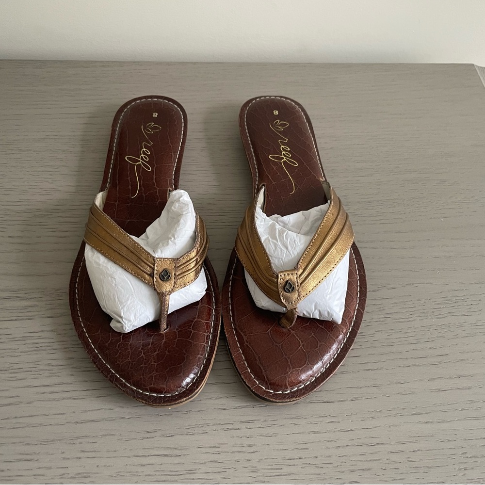 Reef Women’s Gold and Leather Sandals